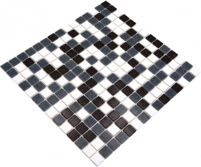 Mosaic tile glass wall tile bathroom tile shower splashback tile backsplash white gray black MOS52-0302_f | 10 mosaic mats