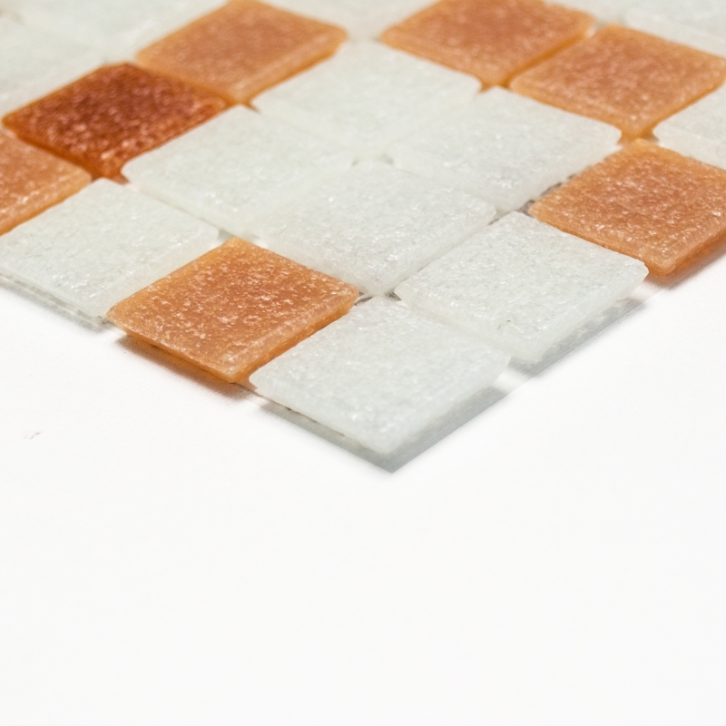 Mosaic tile glass wall tile bathroom tile shower splashback tile mirror white brown dark brown MOS52-1002_f | 10 mosaic mats
