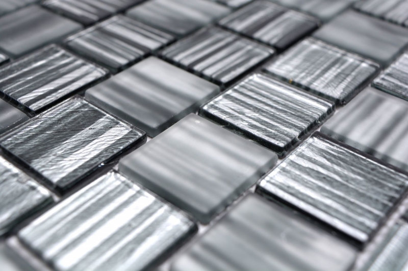 Mosaic tile Glass mosaic Crystal frosted glass black clear frosted MOS68-CF41_f | 10 mosaic mats