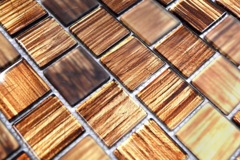 Mosaic tile Glass mosaic Crystal frosted glass brown clear matt frosted MOS68-CF45_f | 10 mosaic mats