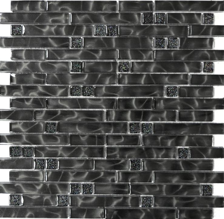 Mosaic tile Translucent composite glass mosaic Crystal Chic black MOS87-MV708_f | 10 mosaic mats