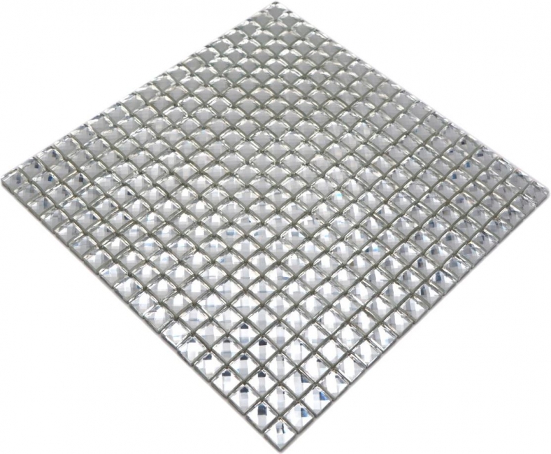 Mosaic tile Translucent crystal Glass mosaic Crystal Glitter silver MOS130-0204_f | 10 mosaic mats