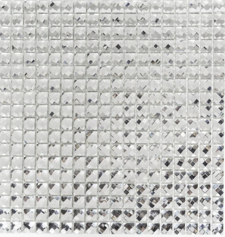 Mosaic tile Translucent crystal Glass mosaic Crystal Glitter silver MOS130-0204_f | 10 mosaic mats