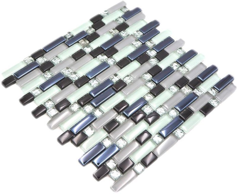 Mosaic tile Translucent white gray black composite glass mosaic Crystal EP white gray black MOS87-IL007_f | 10 mosaic mats
