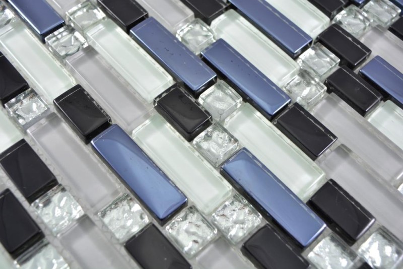 Mosaic tile Translucent white gray black composite glass mosaic Crystal EP white gray black MOS87-IL007_f | 10 mosaic mats