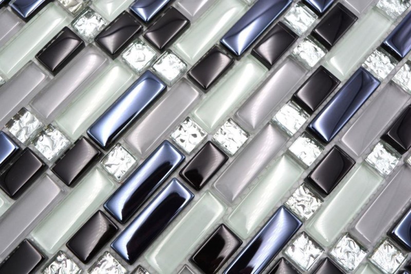 Mosaic tile Translucent white gray black composite glass mosaic Crystal EP white gray black MOS87-IL007_f | 10 mosaic mats