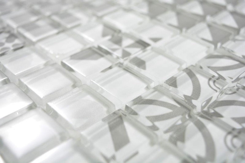 Retro vintage mosaic tile translucent gray glass mosaic Crystal Design gray MOS88-Retro-35_f | 10 mosaic mats