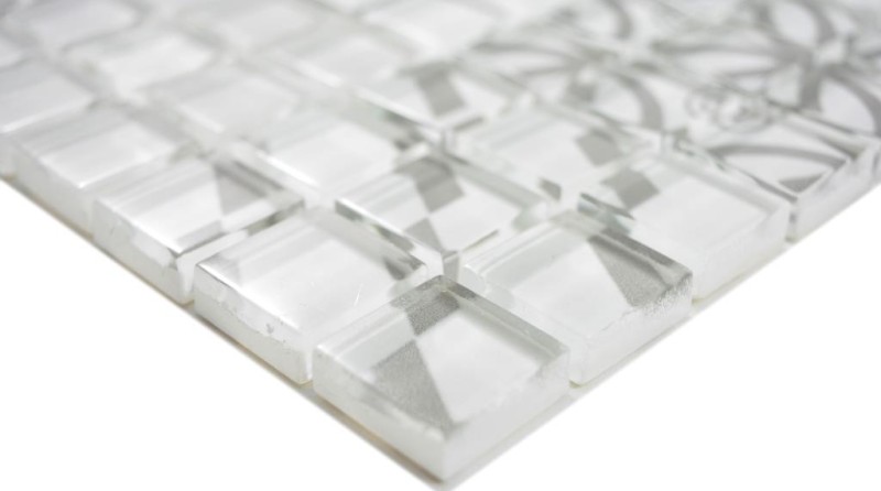 Retro vintage mosaic tile translucent gray glass mosaic Crystal Design gray MOS88-Retro-35_f | 10 mosaic mats
