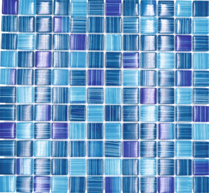 Mosaic tile Translucent line blue Glass mosaic Crystal line blue MOS74-0409_f | 10 mosaic mats
