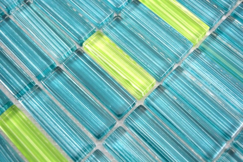 Mosaic tile Translucent green rods Glass mosaic Crystal green MOS77-0508_f | 10 mosaic mats