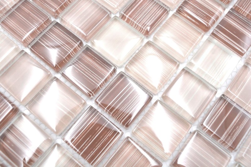 Mosaic tile Translucent streaky beige Glass mosaic Crystal streaky beige MOS74-1209_f | 10 mosaic mats