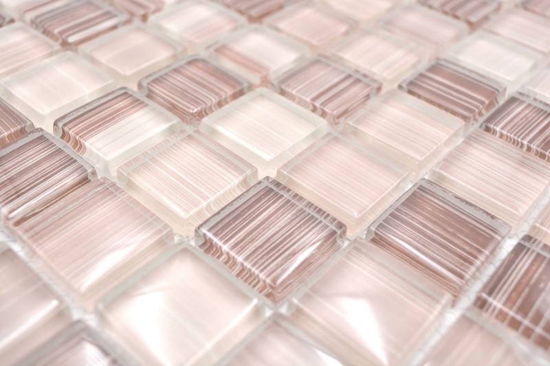 Mosaic tile Translucent streaky beige Glass mosaic Crystal streaky beige MOS74-1209_f | 10 mosaic mats