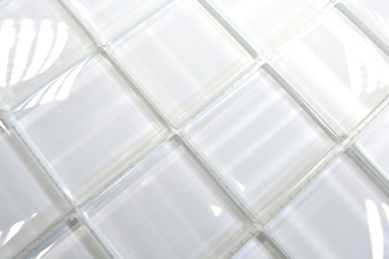 Mosaic tile Translucent white Glass mosaic Crystal Hologram Barcode white MOS110-0104_f | 10 mosaic mats
