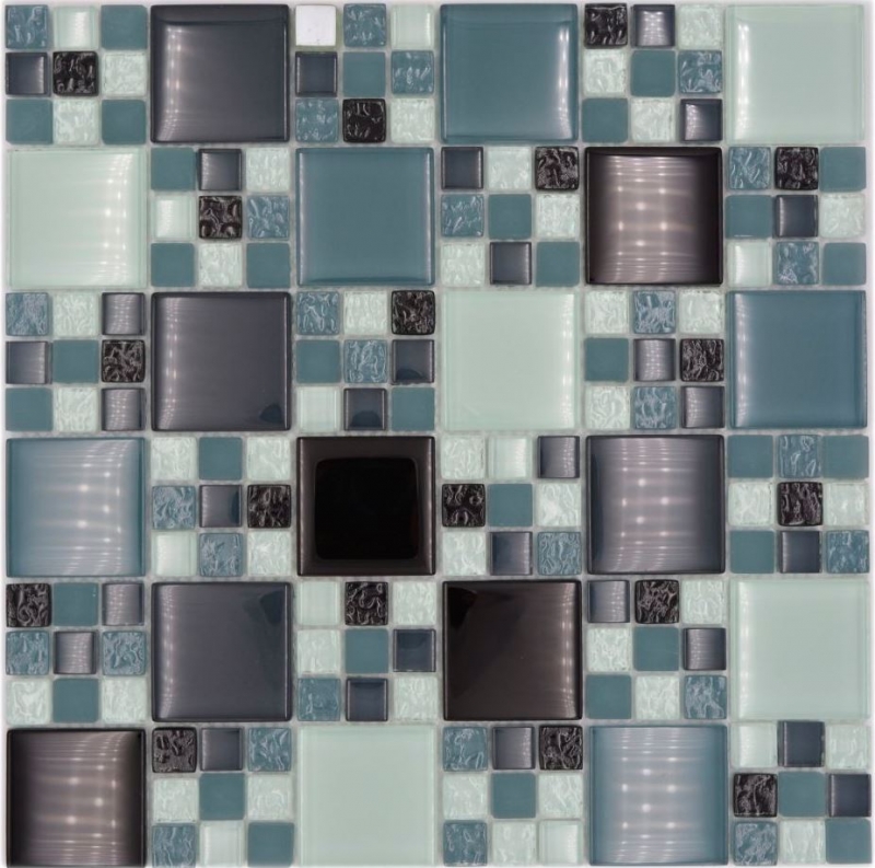 Mosaic tile translucent gray black combination glass mosaic Crystal gray black gray matt MOS78-0204_f | 10 mosaic mats