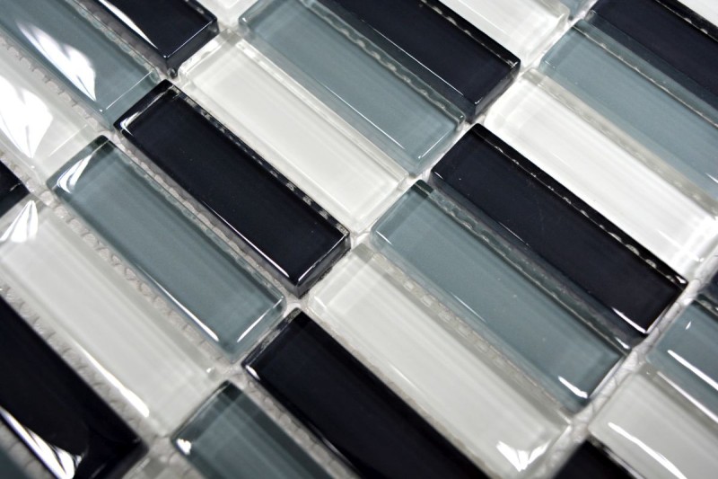 Mosaic tile Translucent gray rods Glass mosaic Crystal gray BATH WC Kitchen WALL MOS77-0204_f | 10 mosaic mats
