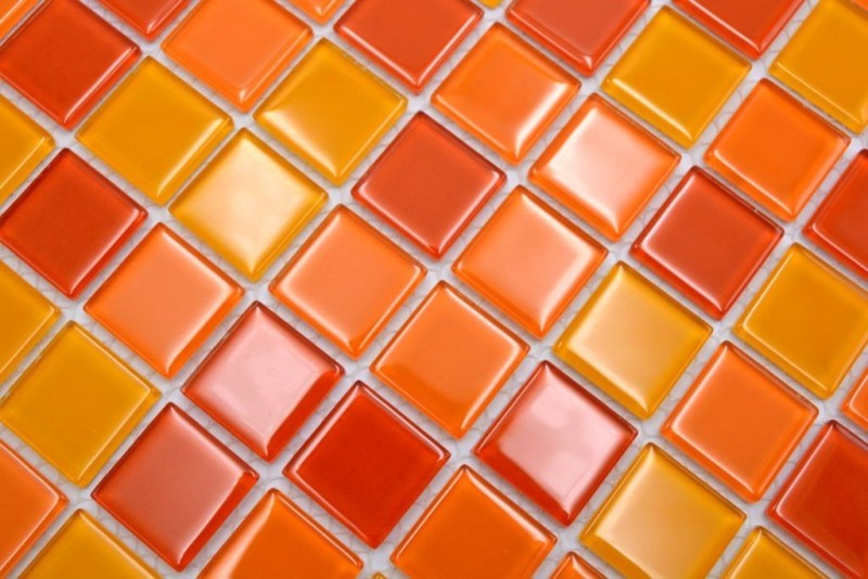 Mosaic tile Translucent yellow orange red Glass mosaic Crystal yellow orange red MOS62-0802_f | 10 mosaic mats