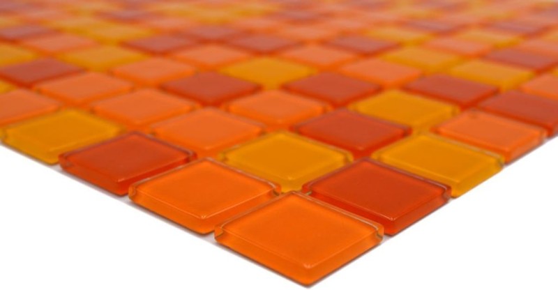 Mosaic tile Translucent yellow orange red Glass mosaic Crystal yellow orange red MOS62-0802_f | 10 mosaic mats