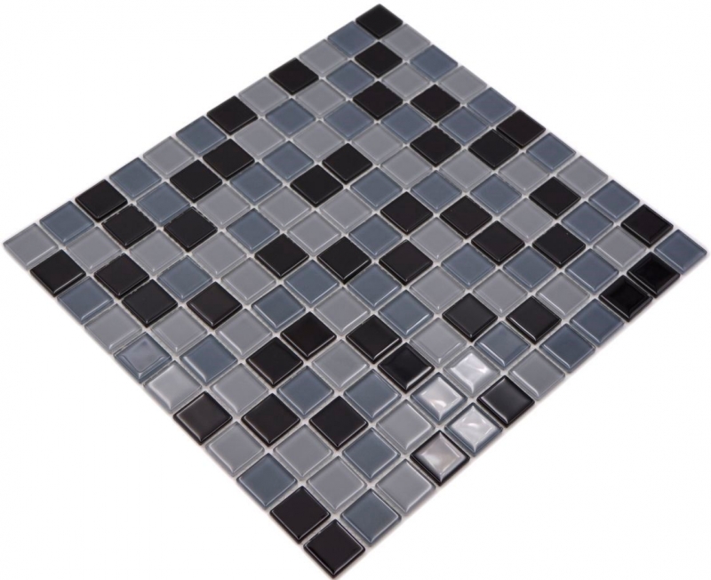 Mosaic tile Translucent black Glass mosaic Crystal black BATH WC Kitchen WALL MOS62-0208_f | 10 mosaic mats