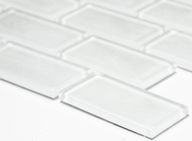 Mosaic tile Translucent white Brick Glass mosaic Crystal white BATH WC Kitchen WALL MOS66-0102_f | 10 mosaic mats
