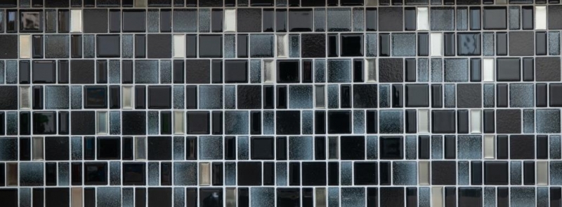 Mosaic tile translucent black combination iridescent black-colored MOS68-035B_f | 10 mosaic mats