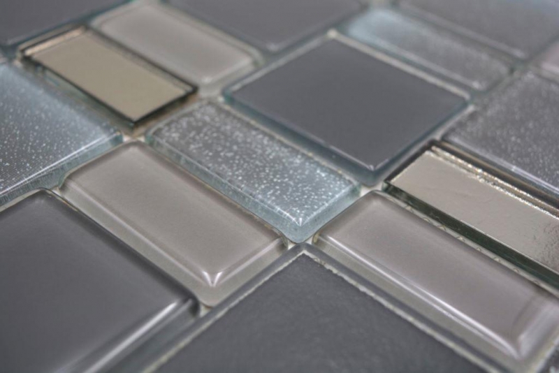 Mosaic tile translucent gray combination iridescent gray-colored MOS68-0213G_f | 10 mosaic mats