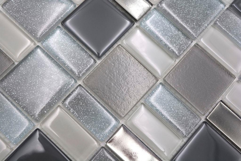 Mosaic tile translucent smoke combination iridescent smoke-colored MOS68-0216F_f | 10 mosaic mats