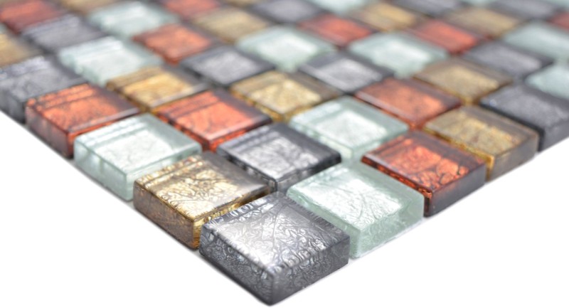 Transparent crystal glass mosaic gold silver black red structure wall tile backsplash kitchen bathroom MOS88-71739_f | 10 mosaic mats