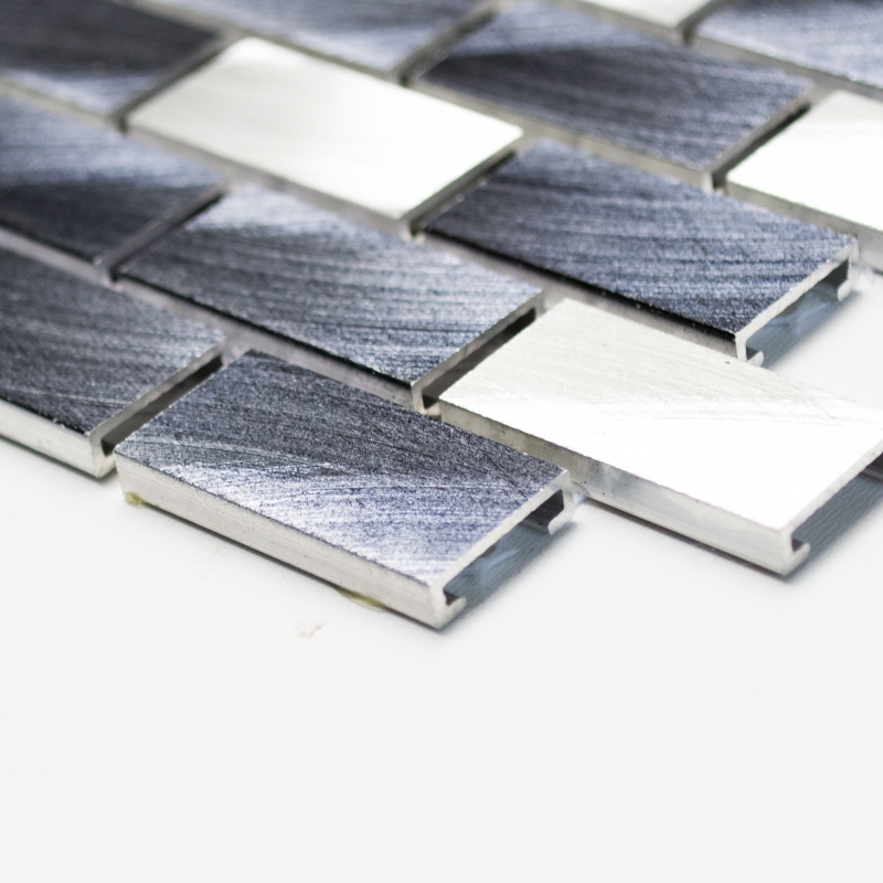 Mosaic splashback aluminum rods black kitchen splashback MOS48-0208_f
