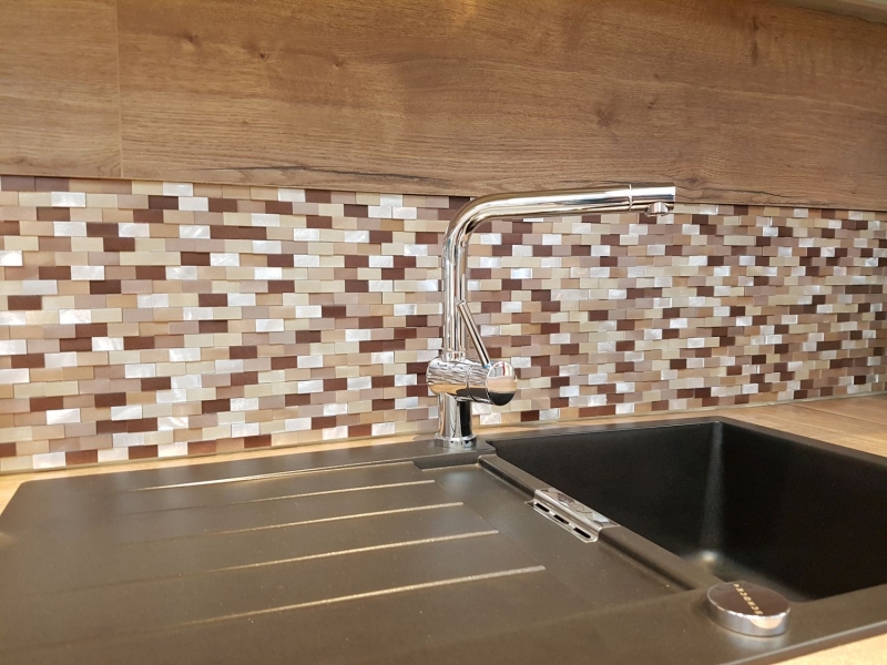 Mosaic rear wall aluminum brick 3D alu silver copper MOS49-0207_f