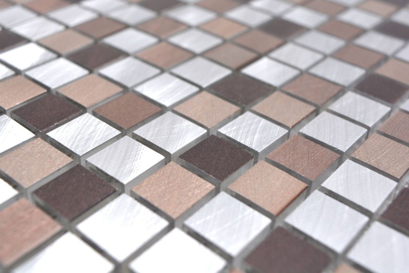 Mosaic splashback aluminum beige brown aluminum copper tile backsplash kitchen MOS49-A971_f