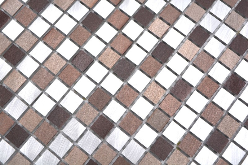 Mosaic splashback aluminum beige brown aluminum copper tile backsplash kitchen MOS49-A971_f