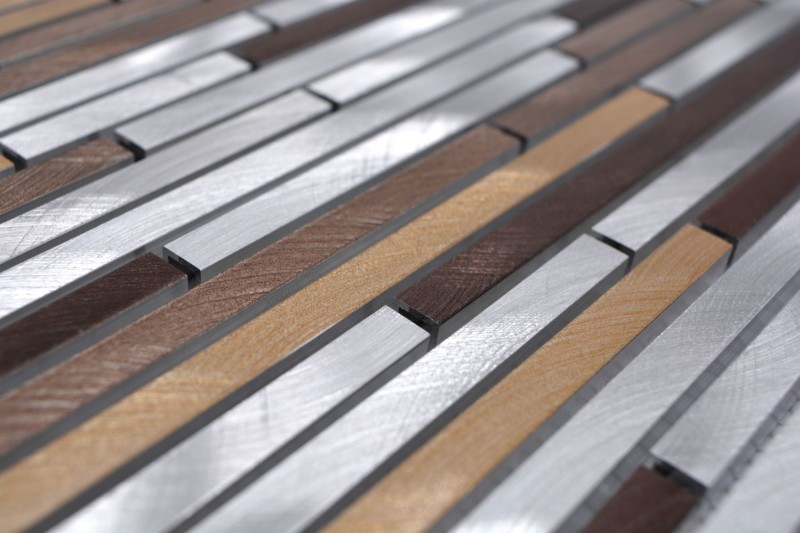 Mosaic splashback aluminum beige brown composite aluminum copper tile backsplash kitchen MOS49-A981_f