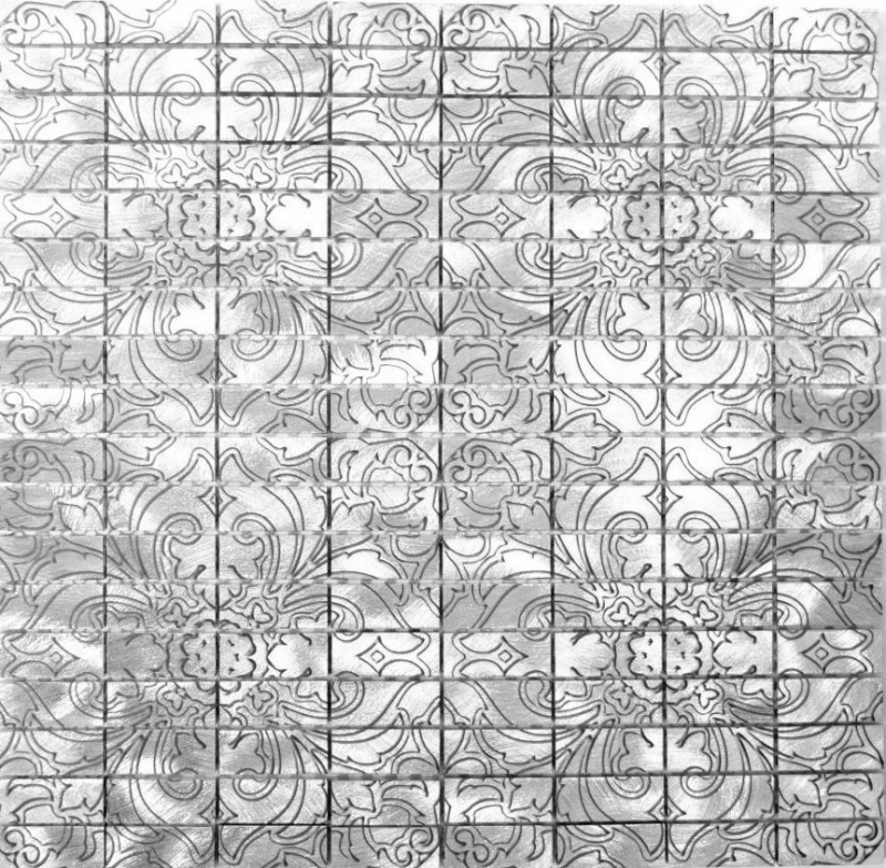 Mosaic splashback aluminum rectangle aluminum silver tile backsplash kitchen MOS49-C101D_f