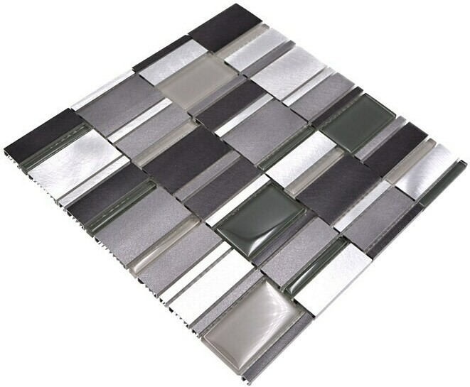 Mosaic rear wall aluminum aluminum glass mosaic clear grey MOS49-0204_f