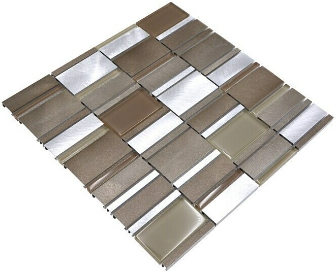 Mosaic rear wall aluminum aluminum glass mosaic beige brown MOS49-1202_f