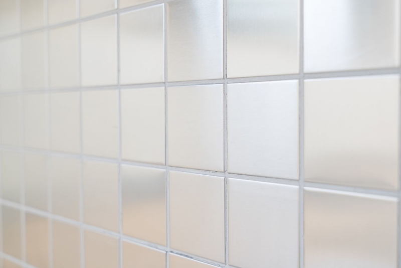 Mosaic splashback stainless steel silver silver brushed steel kitchen wall MOS129-48D_f