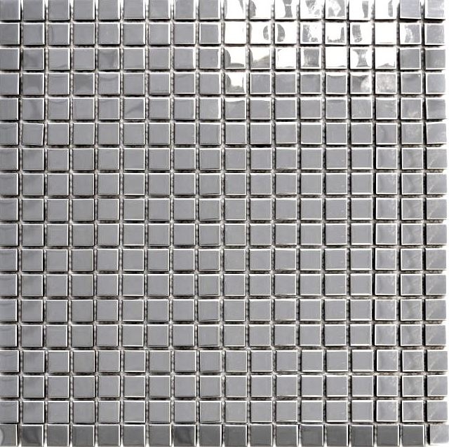 Mosaic splashback stainless steel silver silver steel glossy tiled splashback kitchen MOS129-15G_f