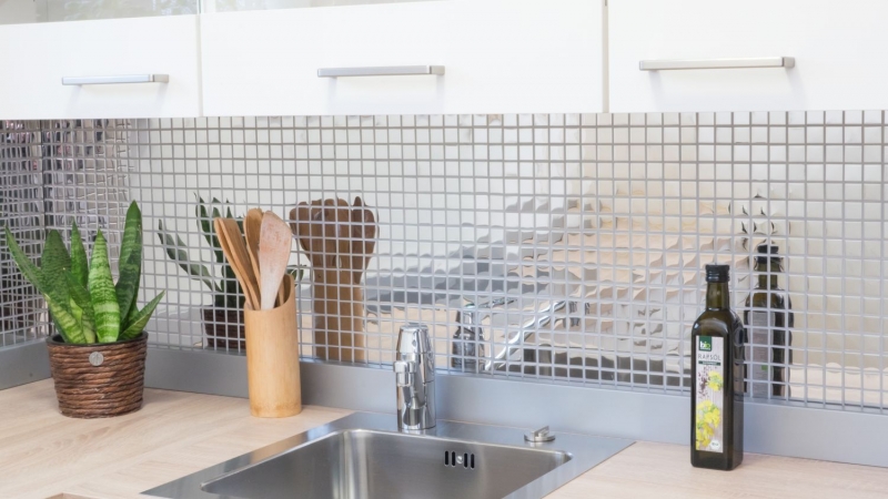 Mosaic stainless steel silver silver steel glossy kitchen splashback tile backsplash MOS129-23G_f