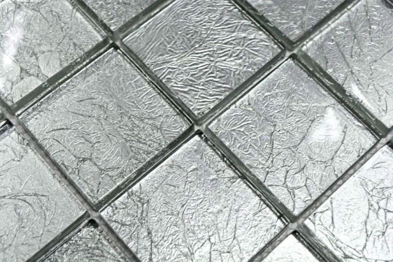 Mosaic rear wall glass mosaic silver structure MOS123-8SB26_f