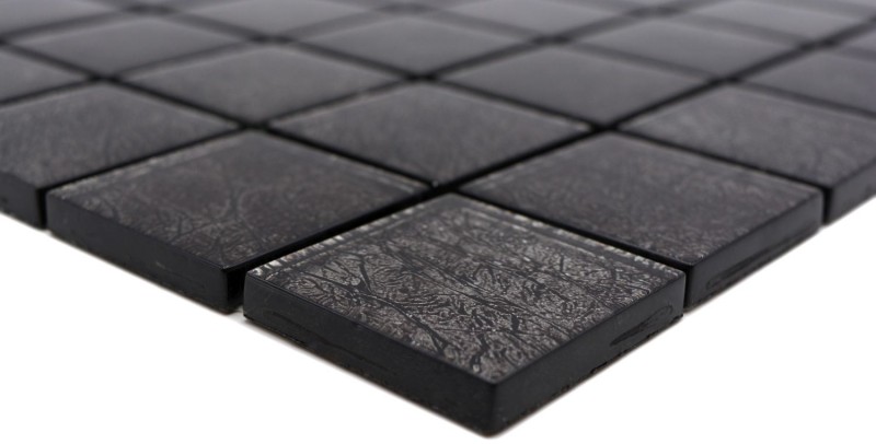 Mosaic rear wall glass mosaic black structure MOS126-8BL27_f