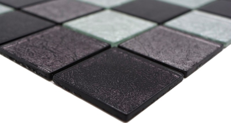 Mosaic rear wall black glass mosaic silver black structure MOS126-1704_f