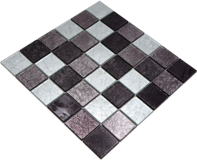 Mosaic rear wall black glass mosaic silver black structure MOS126-1704_f