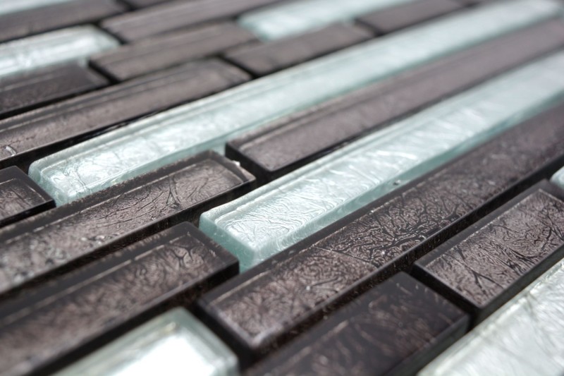 Mosaic back panel black composite glass mosaic silver black structure MOS86-1703_f
