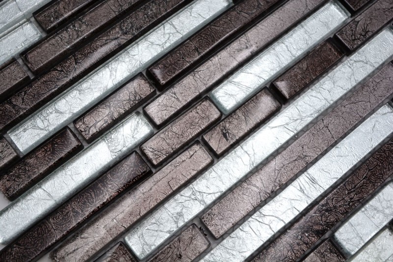 Mosaic back panel black composite glass mosaic silver black structure MOS86-1703_f