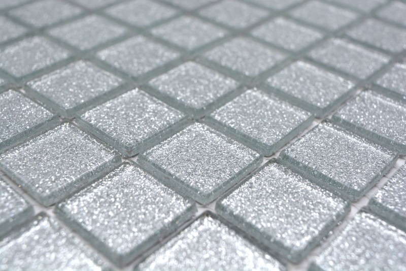 Mosaic back panel Translucent glass mosaic Crystal silver hammered MOS60-0207_f