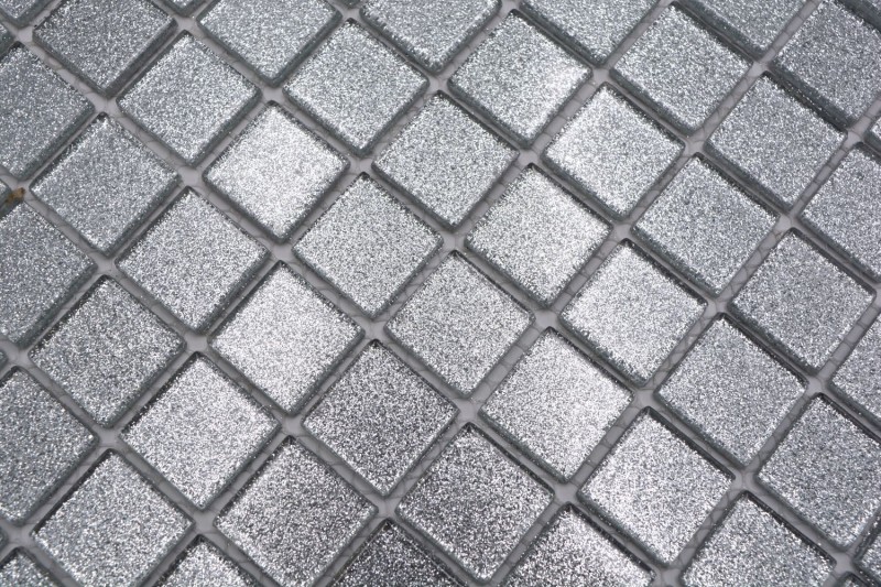 Mosaic back panel Translucent glass mosaic Crystal silver hammered MOS60-0207_f