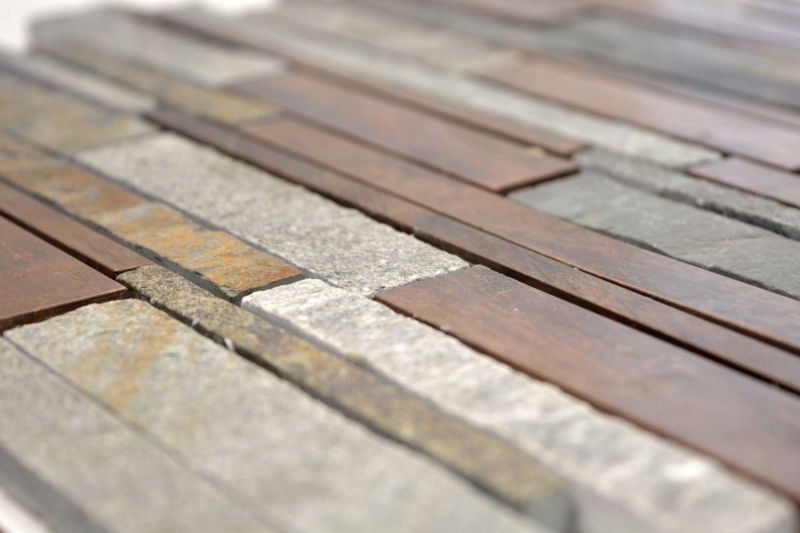 Mosaic tile stone copper gray rust copper composite stone kitchen splashback MOS47-XSK565_f