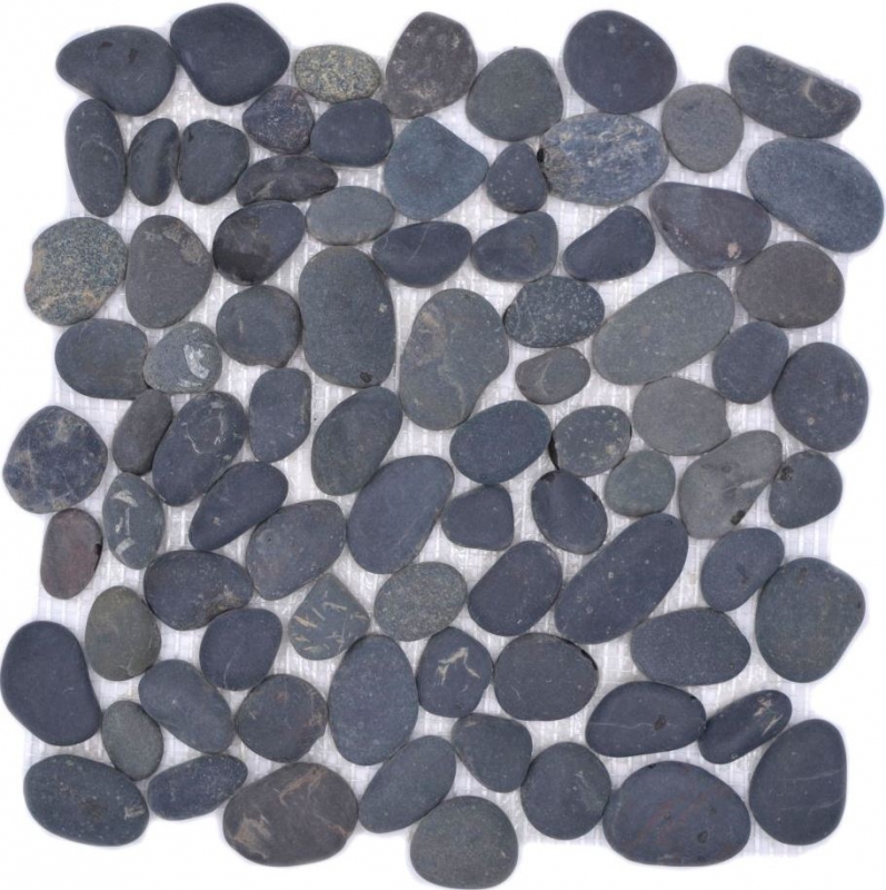Mosaic tile river pebble stone pebble arched dark gray MOS30-0208_f