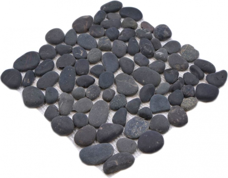 Mosaic tile river pebble stone pebble arched dark gray MOS30-0208_f