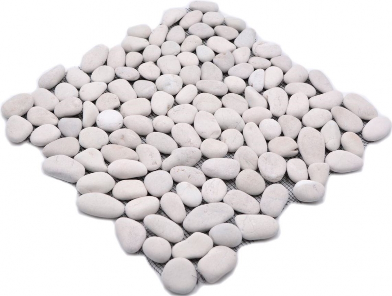 Mosaic tile river pebble stone pebble pebble arched white cream MOS30-0102_f
